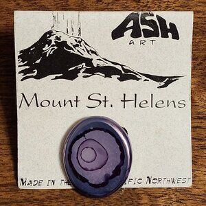 LOVELY Mount St. Helens Ash Art Brooch Iridescent Purple BNIP Rainbow's End Art